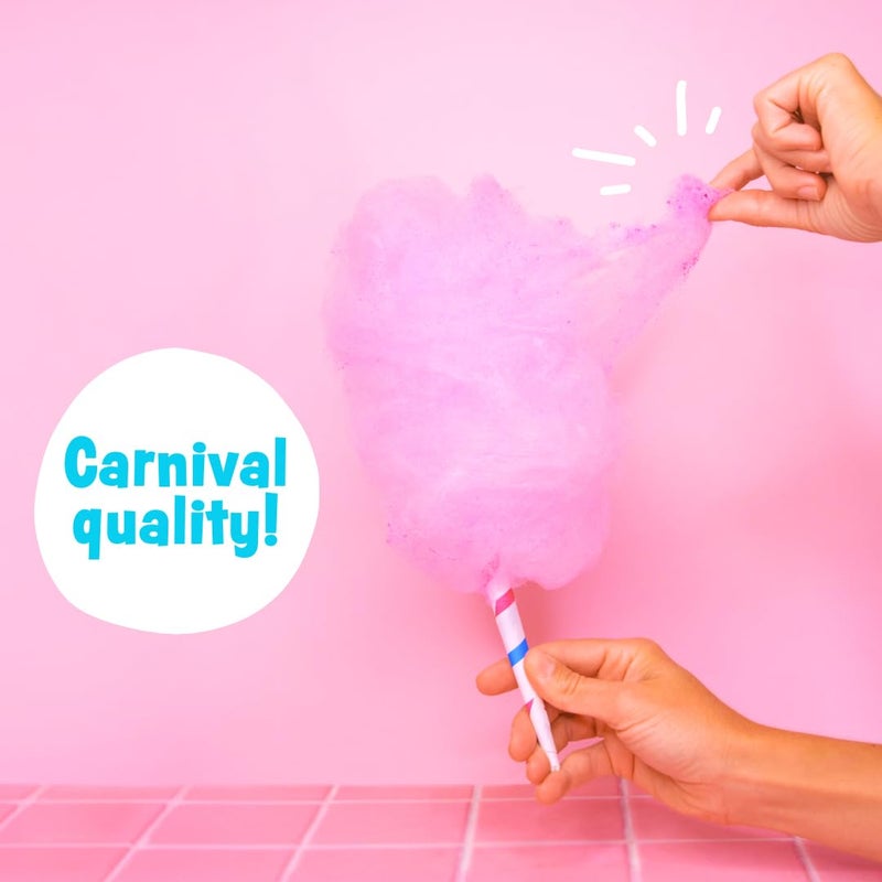 عبوة متنوعة من سكر غزل البنات من كوتون كاندي إكسبرس، تحتوي على 3 عبوات بلاستيكية سعة 11 أونصة من سكر الكرز والتوت الأزرق والعنب. يُستخدم مع ماكينة كوتون كاندي إكسبرس المنزلية. - Image 5